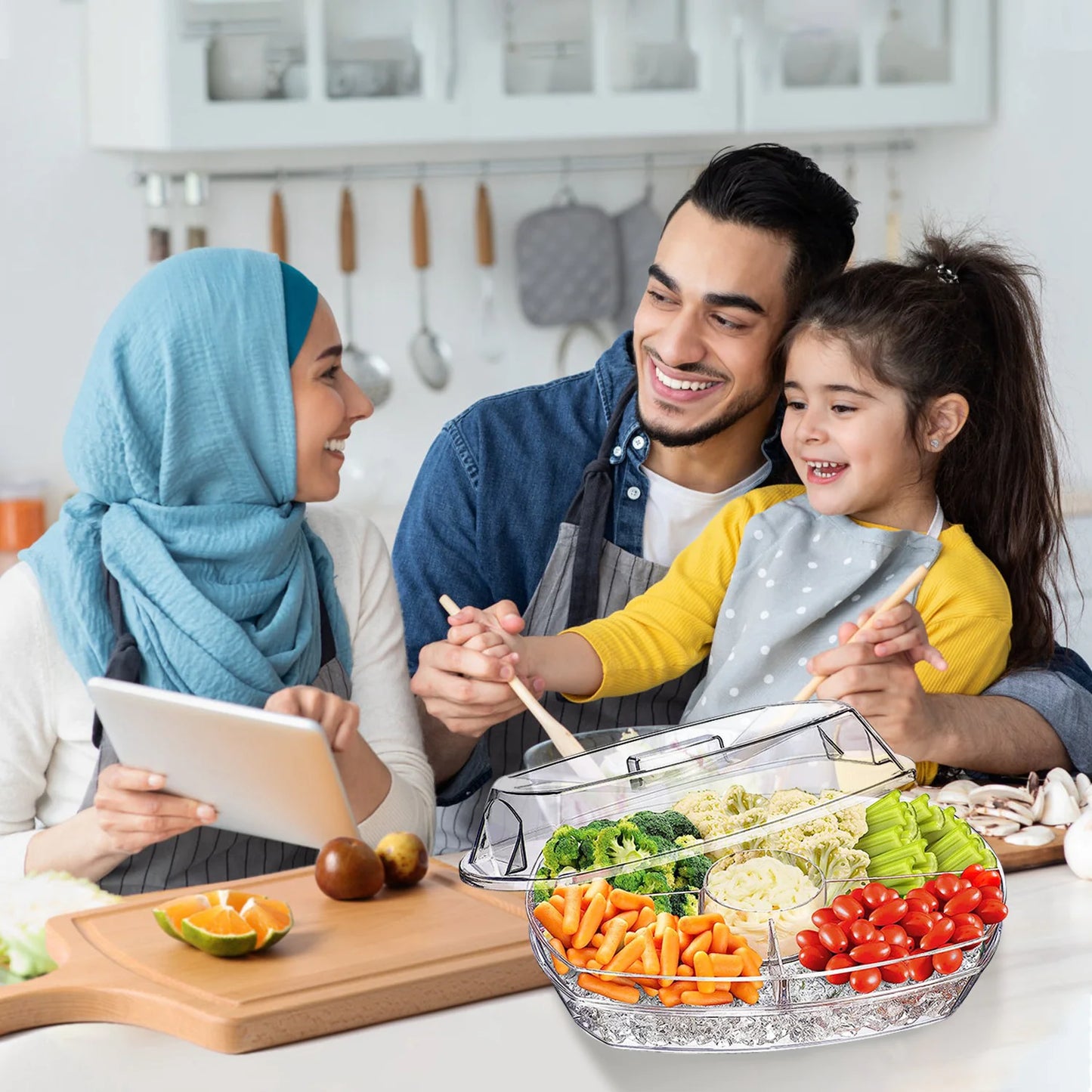 Cold Food Serving Tray with Lid & Compartments - The Gift Shop