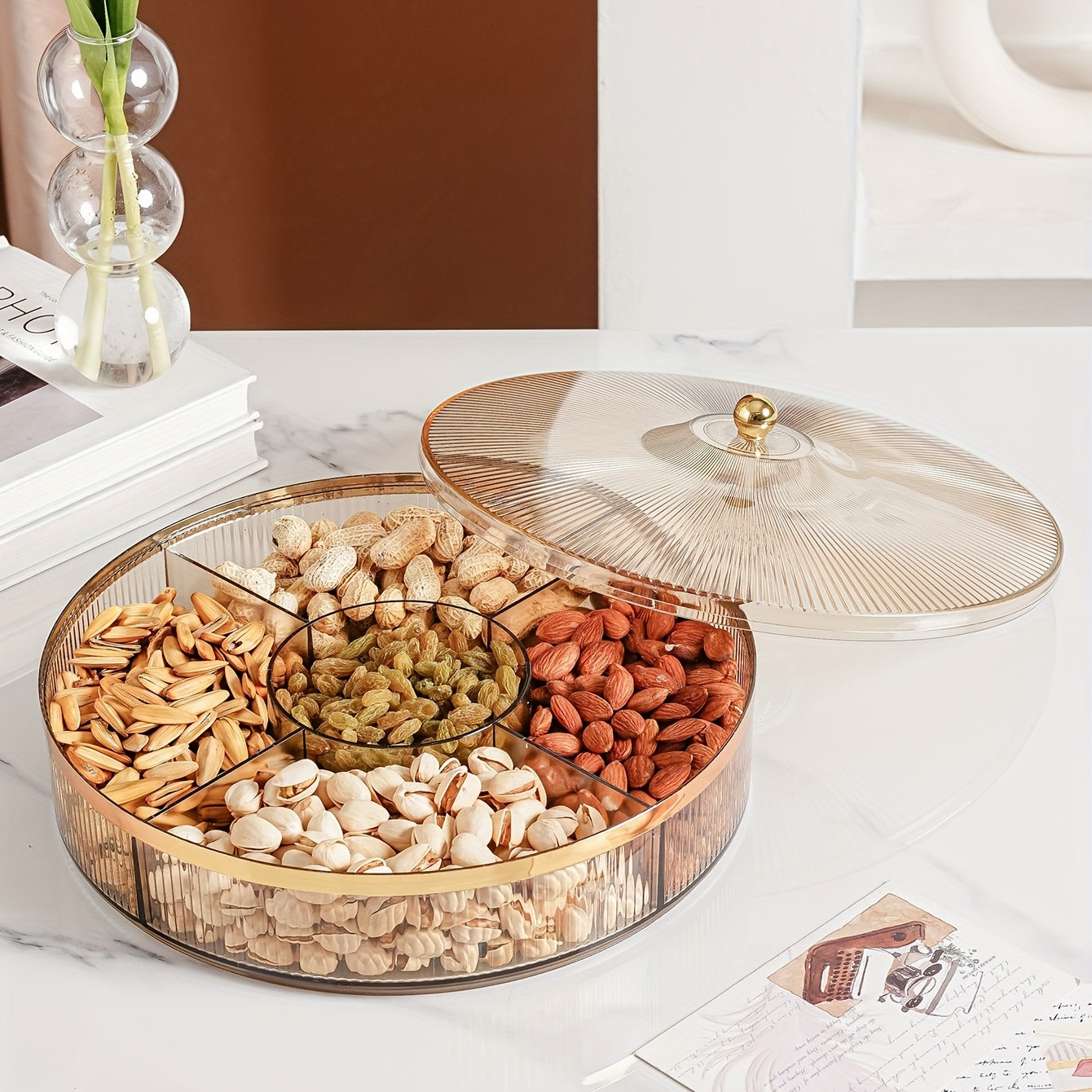 Clear Amber Candy Server with Lid – A Stylish Snack Haven! 🍬✨ - The Gift Shop