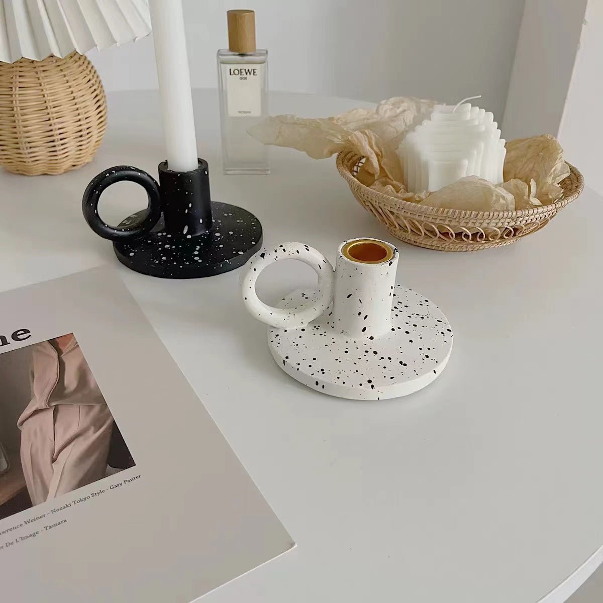 Nordic Splash-Ink Candle Holders Set (2 pcs)