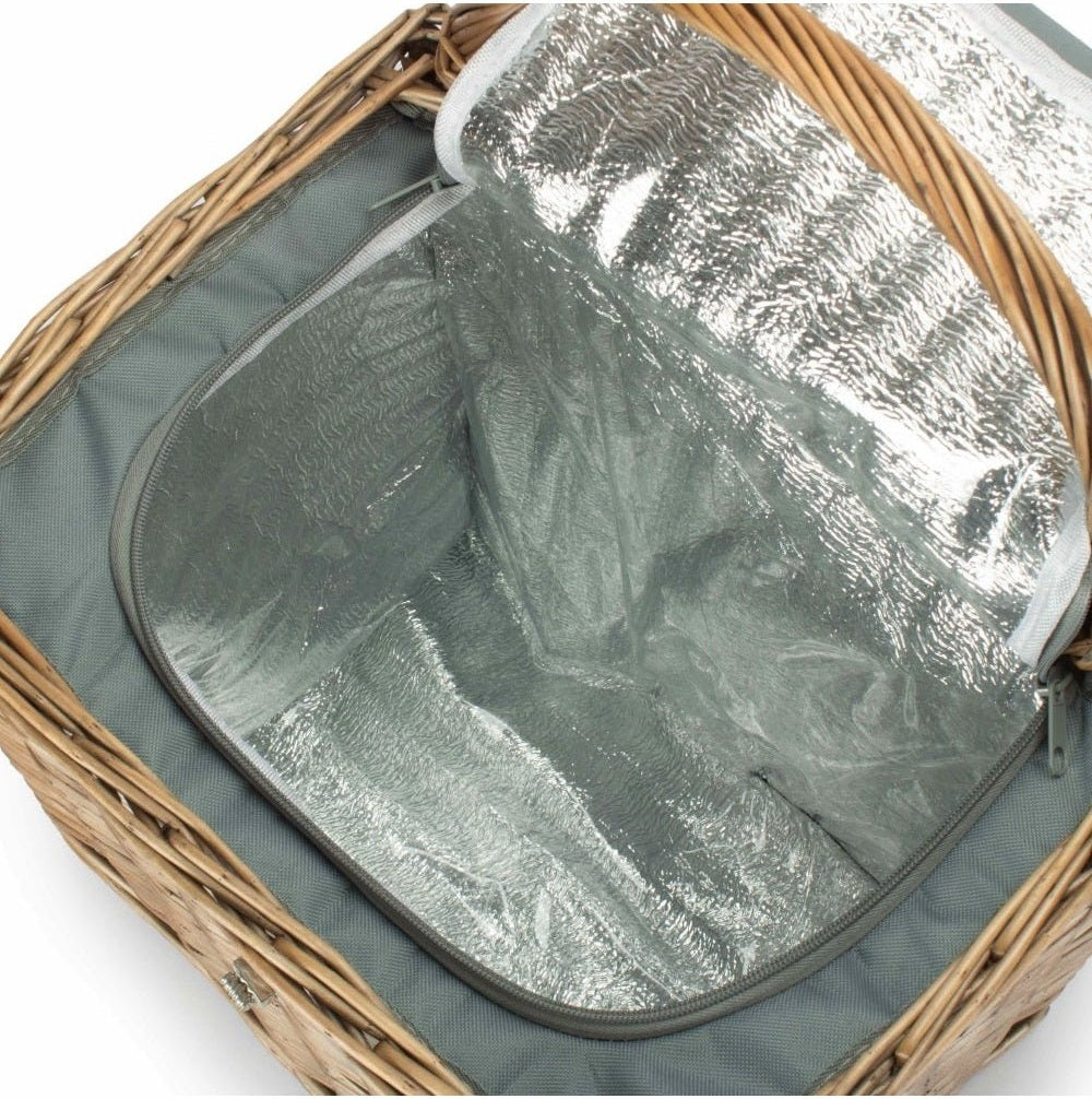 2-Person Wicker Chiller Picnic Basket in Antique Wash Finish.