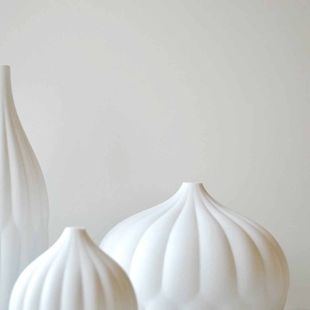 Award-Winning Trio: Textured Porcelain Vases Set