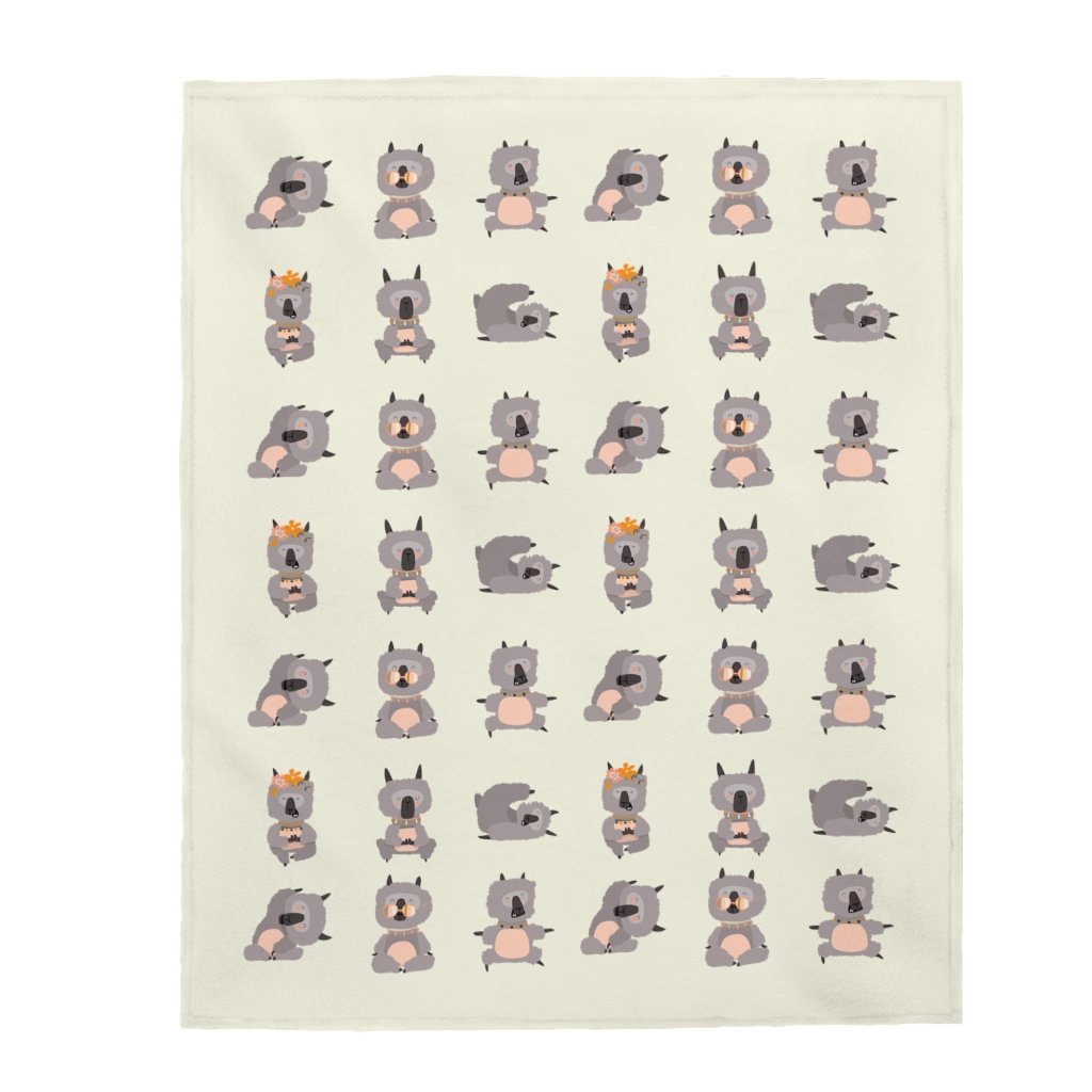 Llama Yoga Poses Velveteen Plush Blanket - The Gift Shop