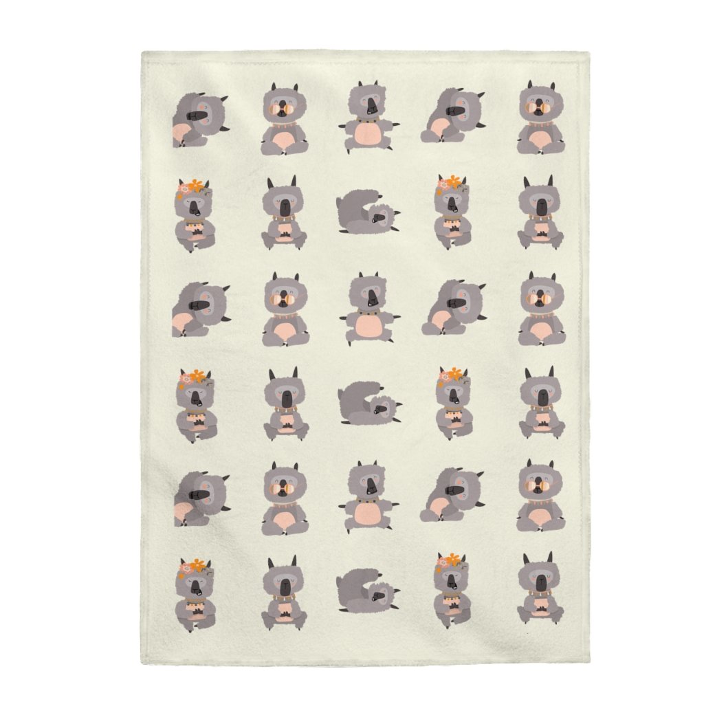Llama Yoga Poses Velveteen Plush Blanket - The Gift Shop