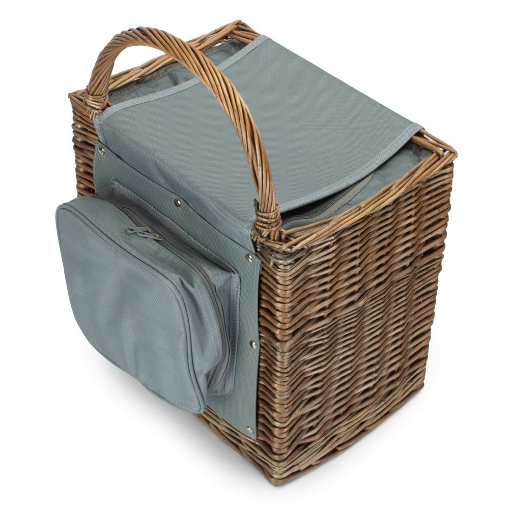 2-Person Wicker Chiller Picnic Basket – Antique Wash Finish