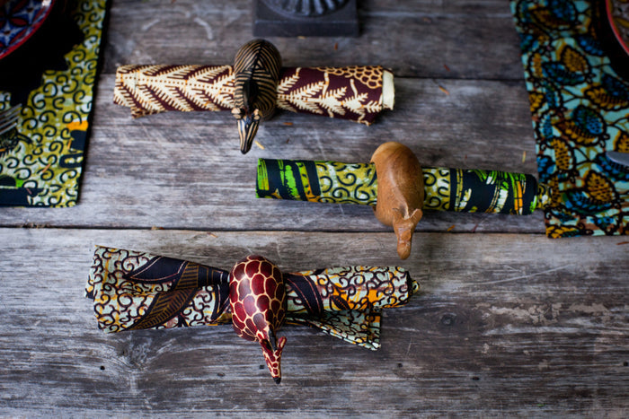 Hand-Carved Jacaranda Wood Napkin Rings – Set of 6 - The Gift Shop