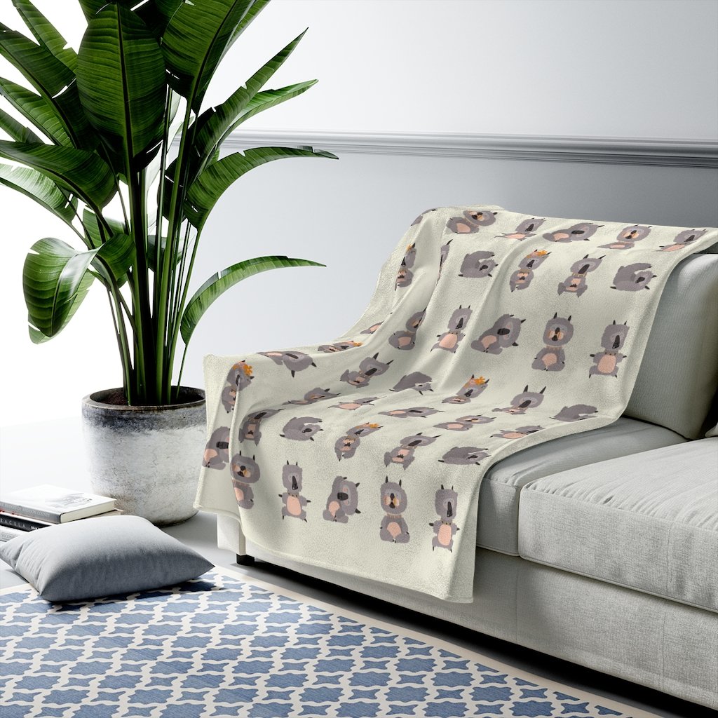Llama Yoga Poses Velveteen Plush Blanket - The Gift Shop