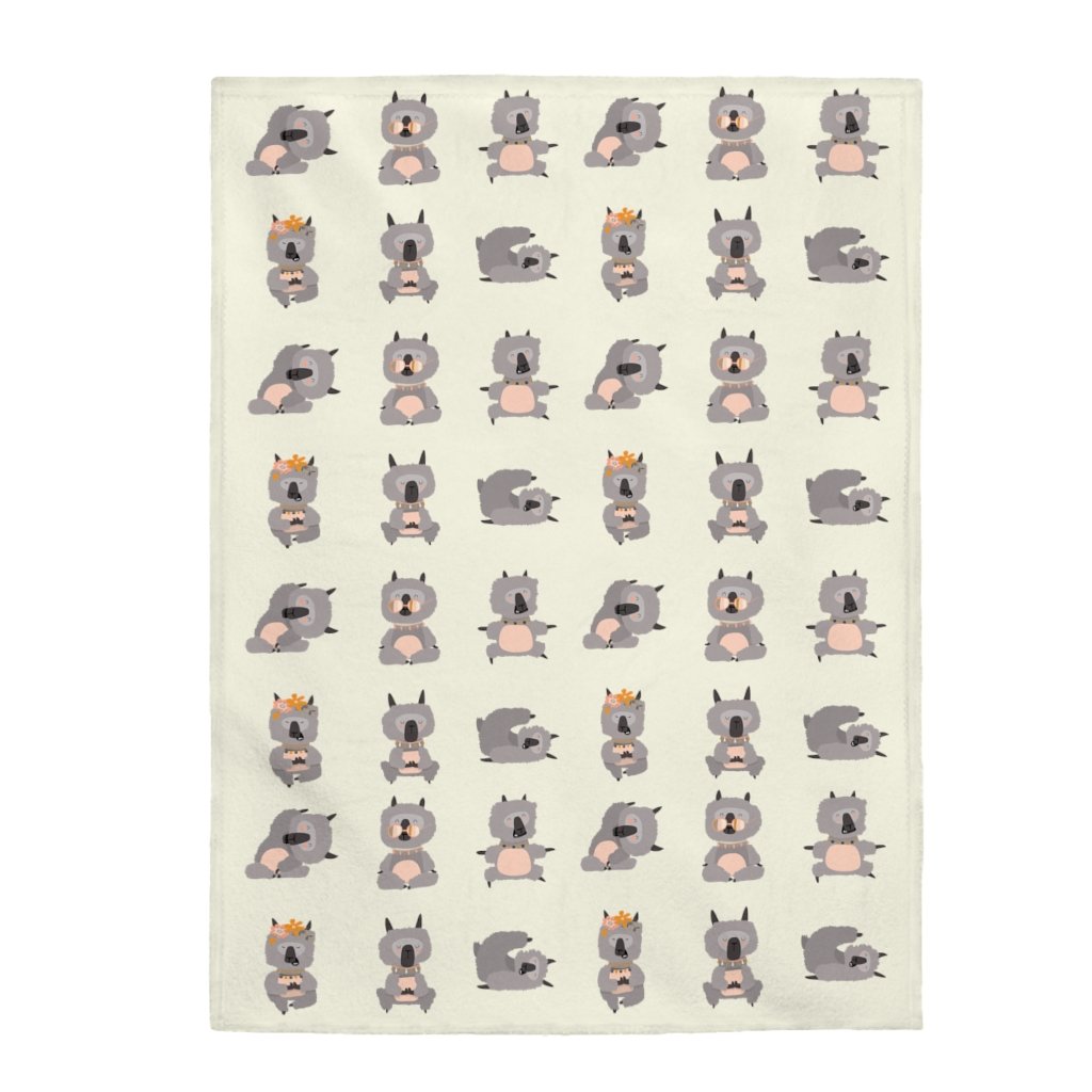Llama Yoga Poses Velveteen Plush Blanket - The Gift Shop