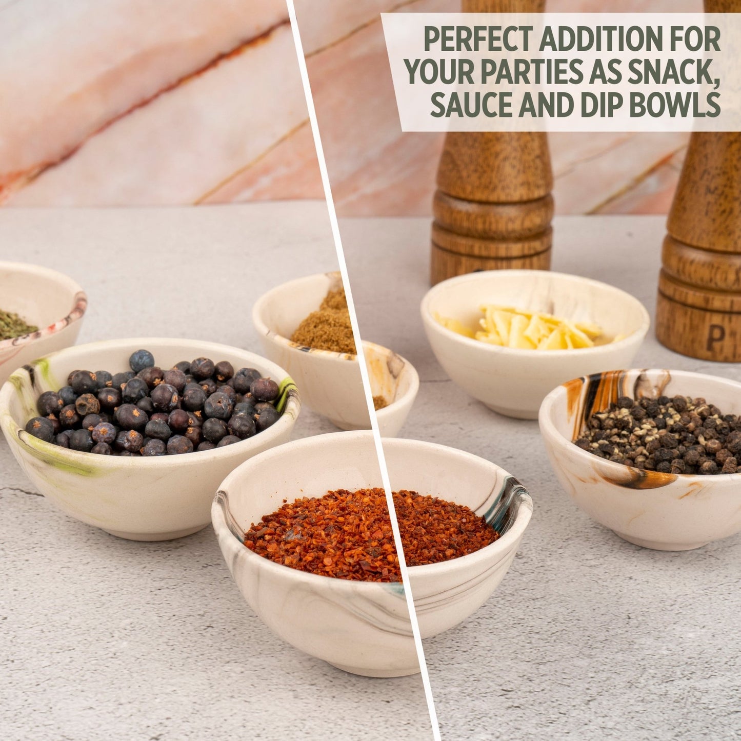 Ceramic Dip Bowls – Colonsay | Mocha, Marble Bloom - Set of 6 – Thoughtful Gift from The Gift Shop UAE