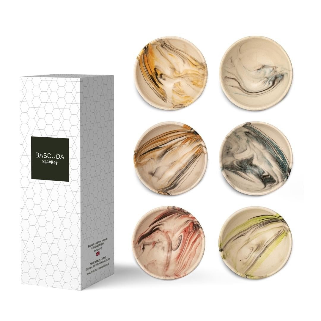Ceramic Dip Bowls – Colonsay | Mocha, Marble Bloom - Set of 6 – Thoughtful Gift from The Gift Shop UAE
