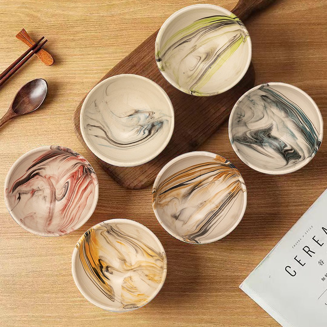 Ceramic Dip Bowls – Colonsay | Mocha, Marble Bloom - Set of 6 – Thoughtful Gift from The Gift Shop UAE