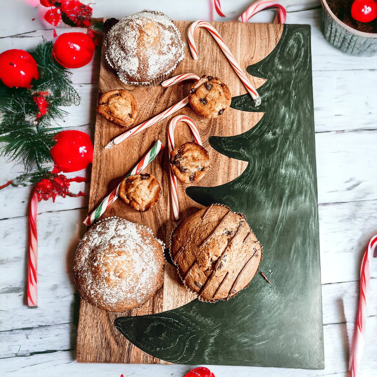 Tree Chic Hand-Crafted Charcuterie Serving Board with Marbled Tree Inlay - The Gift Shop