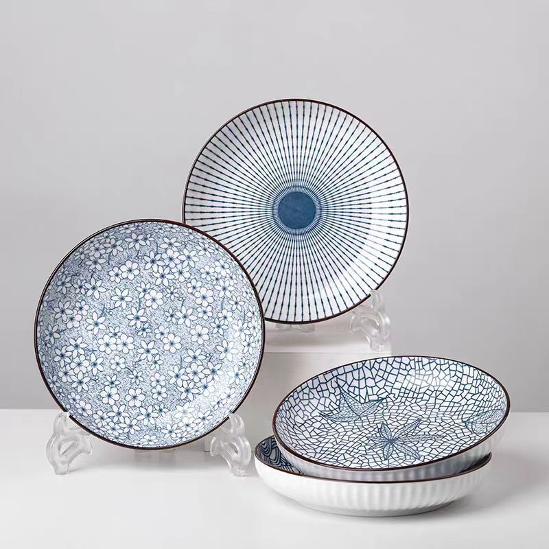 4Piece Japanese Ceramic Dinner Plates Set 1778 cm - The Gift Shop