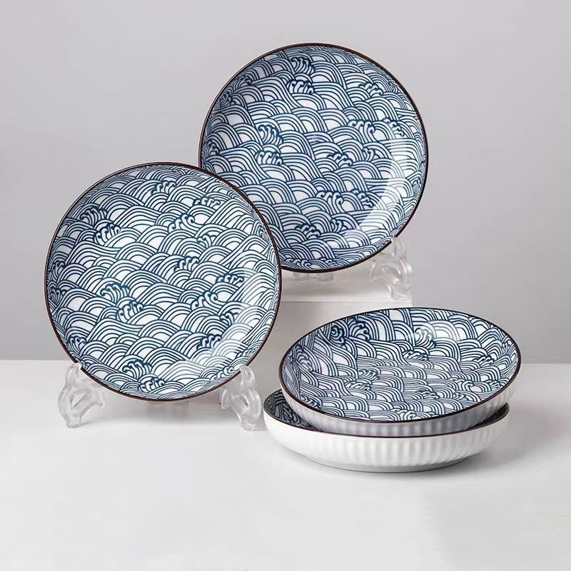 4Piece Japanese Ceramic Dinner Plates Set 1778 cm - The Gift Shop