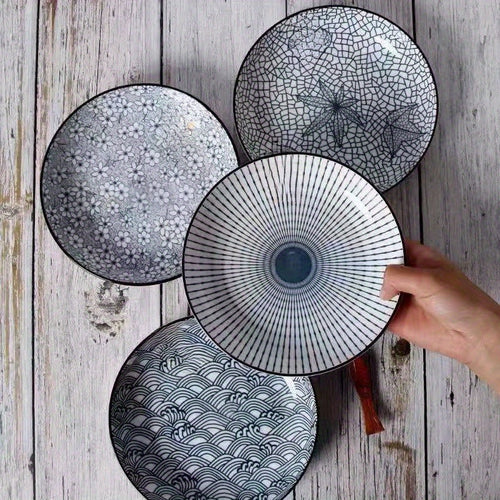 4Piece Japanese Ceramic Dinner Plates Set 1778 cm - The Gift Shop