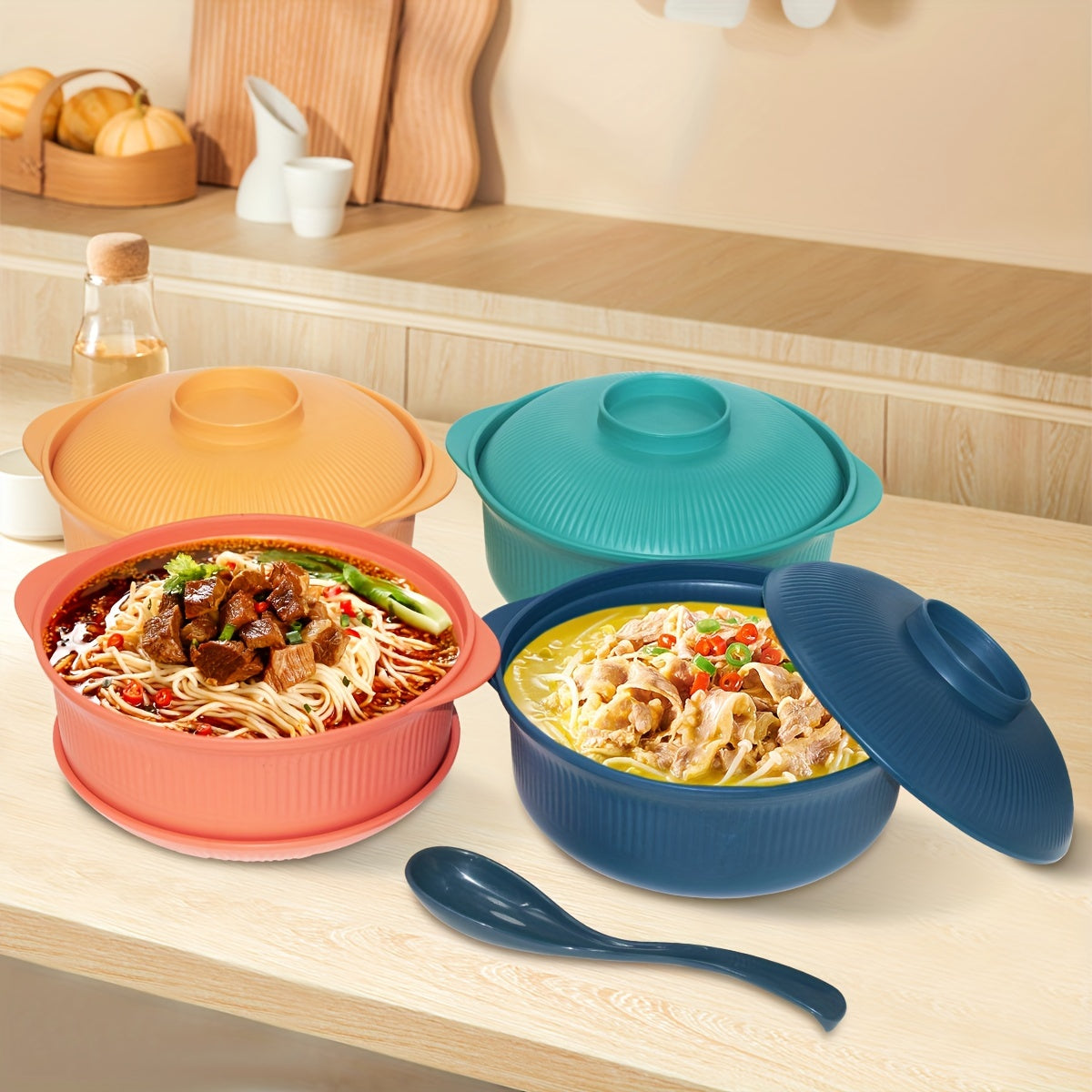 Japanese Style Casserole Bowl Set with Lid and Spoon - The Gift Shop