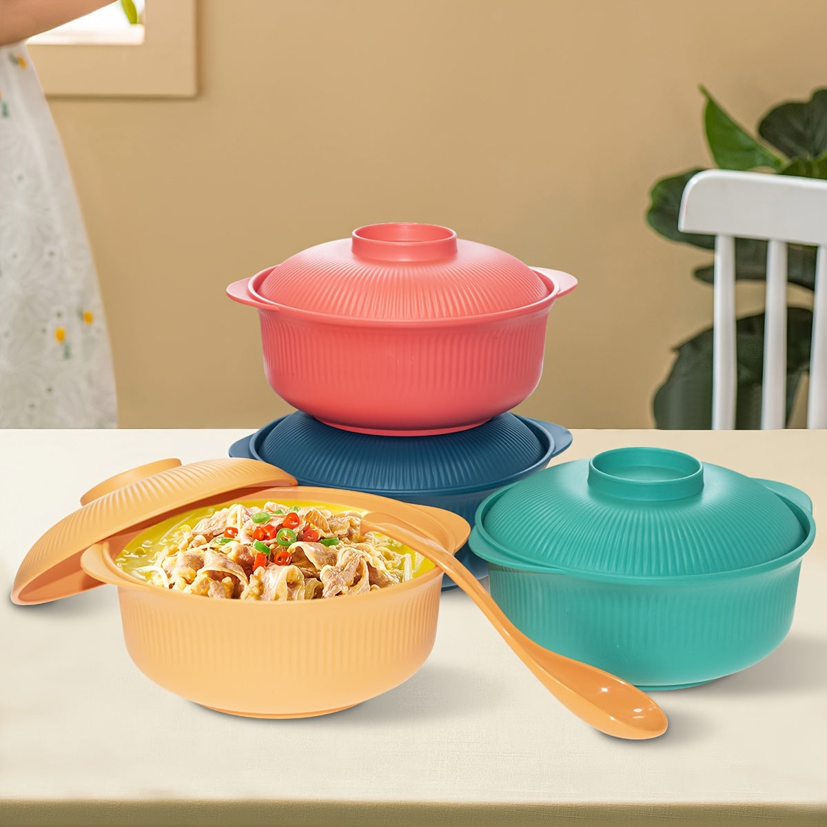 Japanese Style Casserole Bowl Set with Lid and Spoon - The Gift Shop