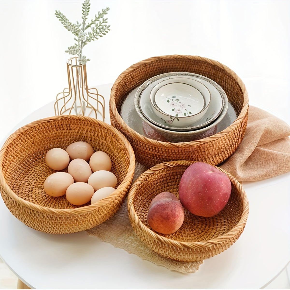 Handwoven Rattan Decorative Woven Baskets Set - The Gift Shop