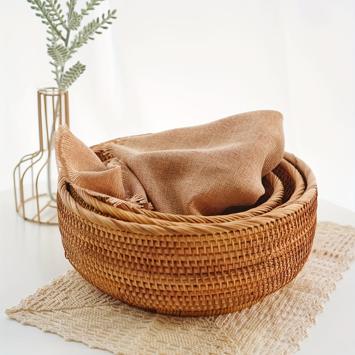 Handwoven Rattan Decorative Woven Baskets Set - The Gift Shop