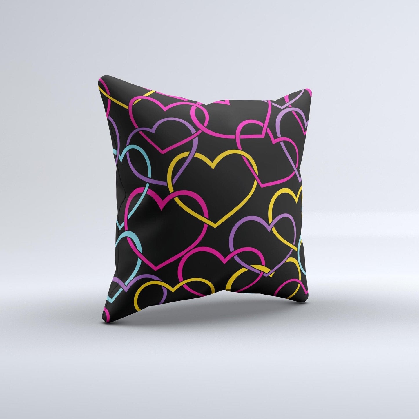 Colorful Vector Hearts Ink - Fuzed Decorative Throw Pillow – Thoughtful Gift from The Gift Shop UAE