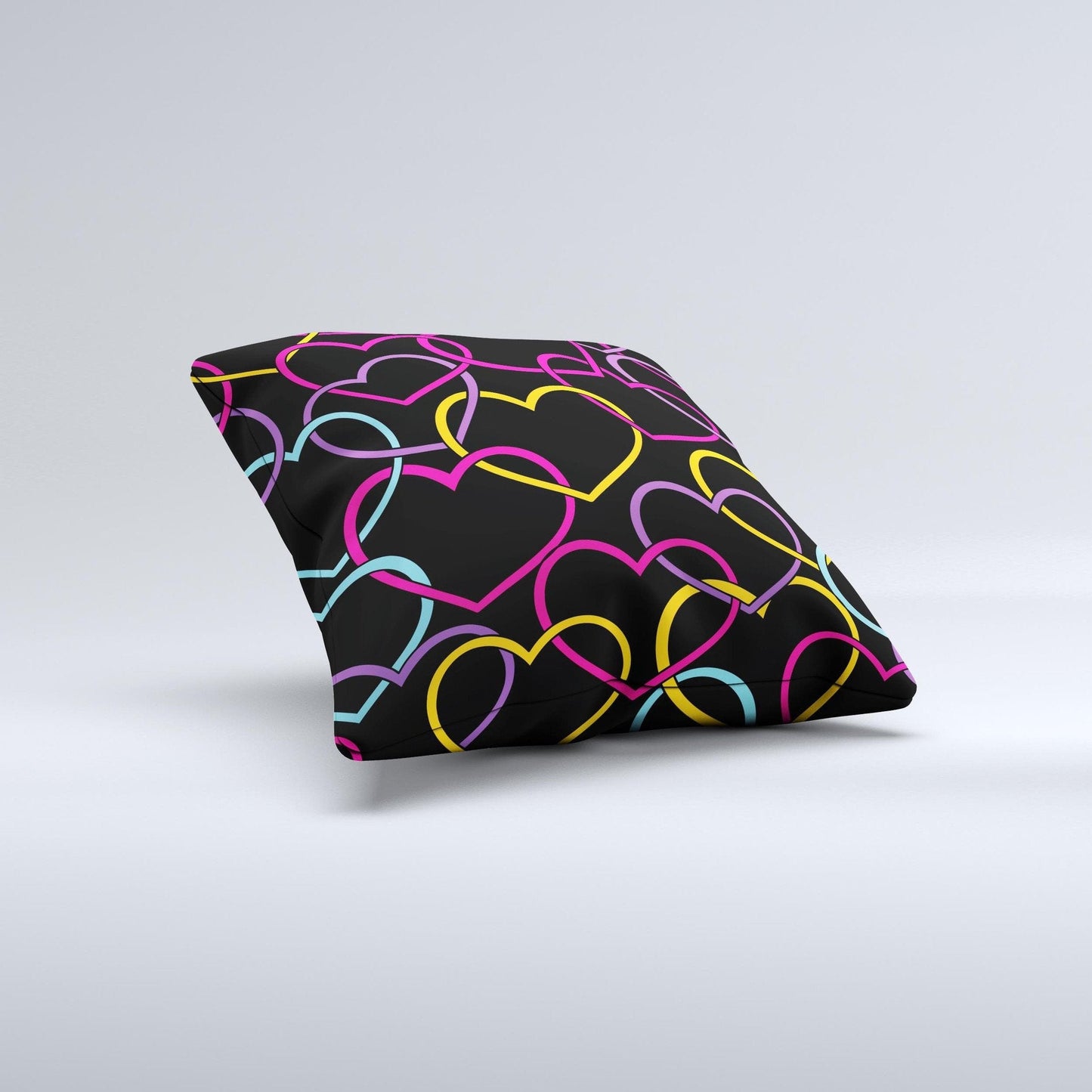 Colorful Vector Hearts Ink - Fuzed Decorative Throw Pillow – Thoughtful Gift from The Gift Shop UAE