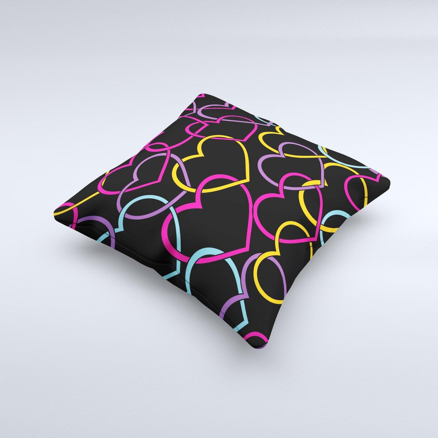 Colorful Vector Hearts Ink - Fuzed Decorative Throw Pillow – Thoughtful Gift from The Gift Shop UAE