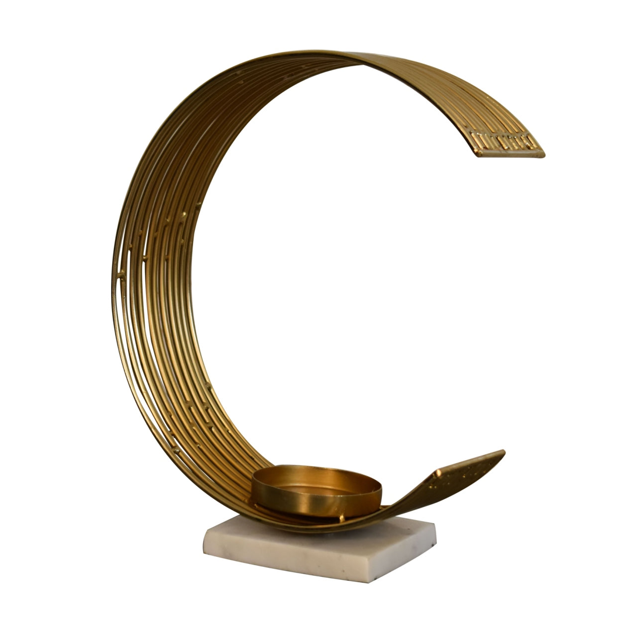 Crescent Candle Stand – Metal Half-Moon Tealight Holder