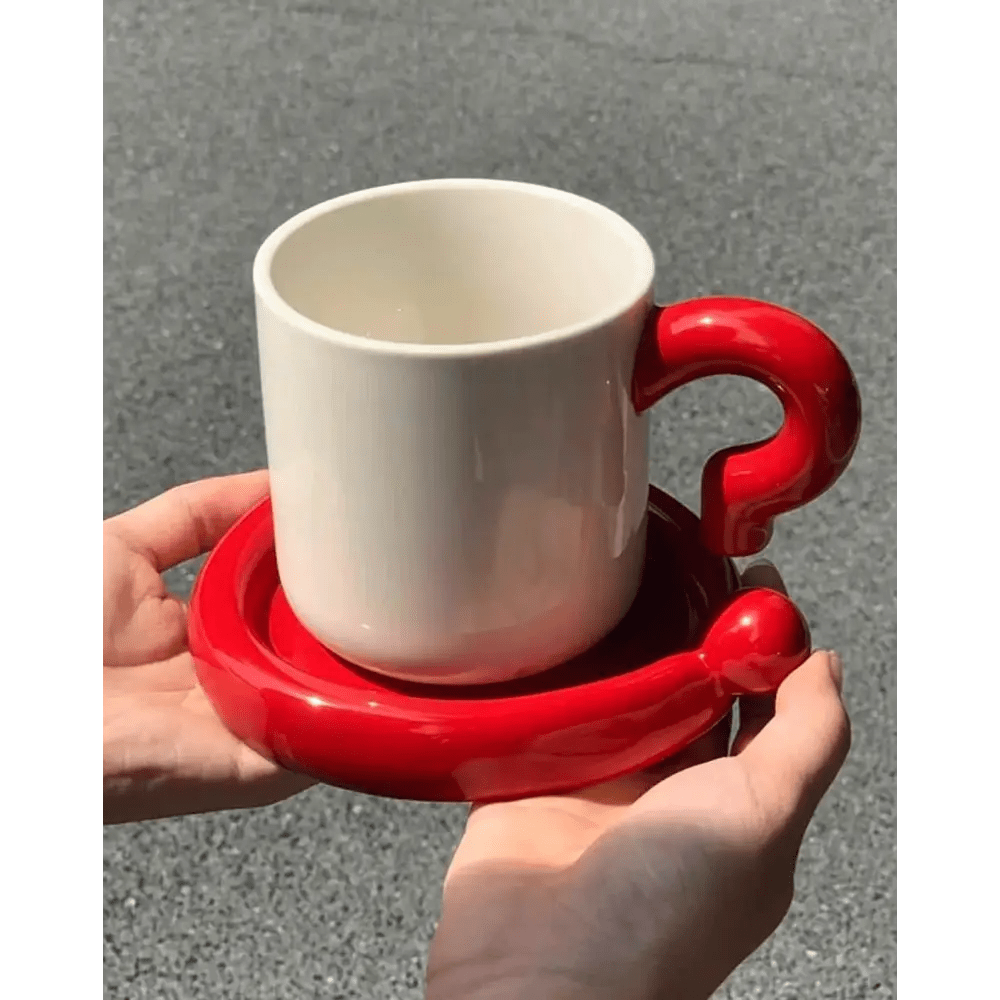!? Emoji Ceramic Mug & Saucer Set – Thoughtful Gift from The Gift Shop UAE