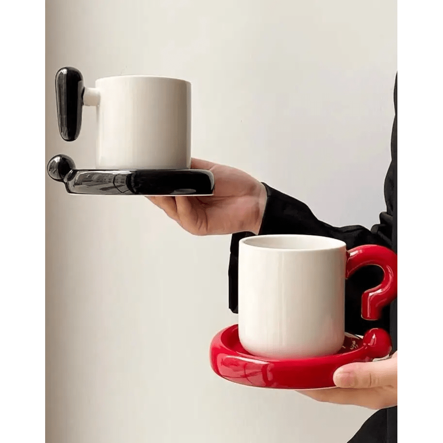 !? Emoji Ceramic Mug & Saucer Set – Thoughtful Gift from The Gift Shop UAE