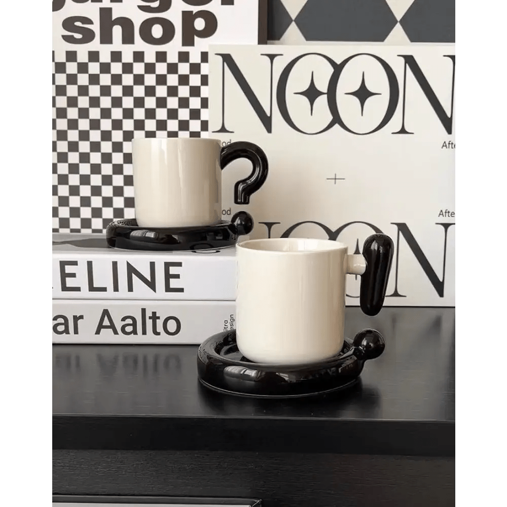 !? Emoji Ceramic Mug & Saucer Set – Thoughtful Gift from The Gift Shop UAE