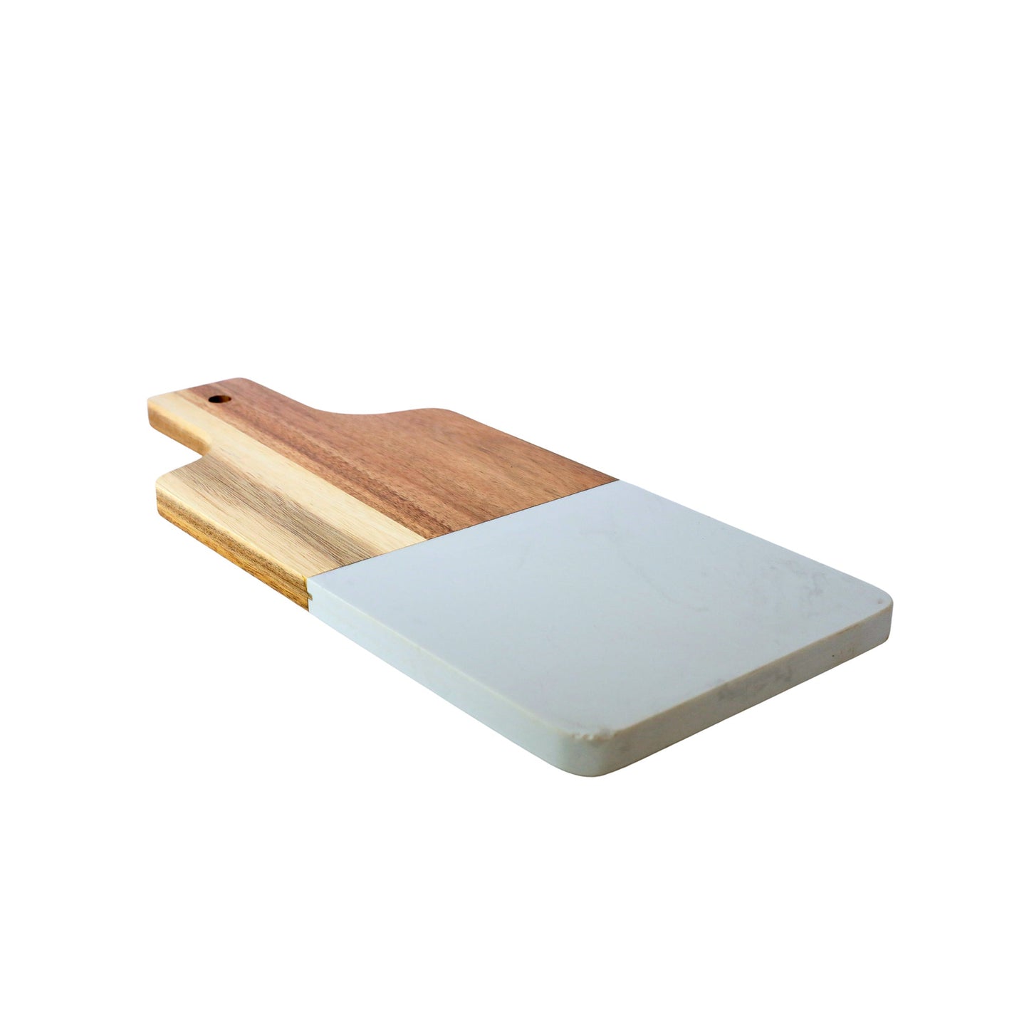 White Marble & Acacia Wood Handled Serving Board - The Gift Shop