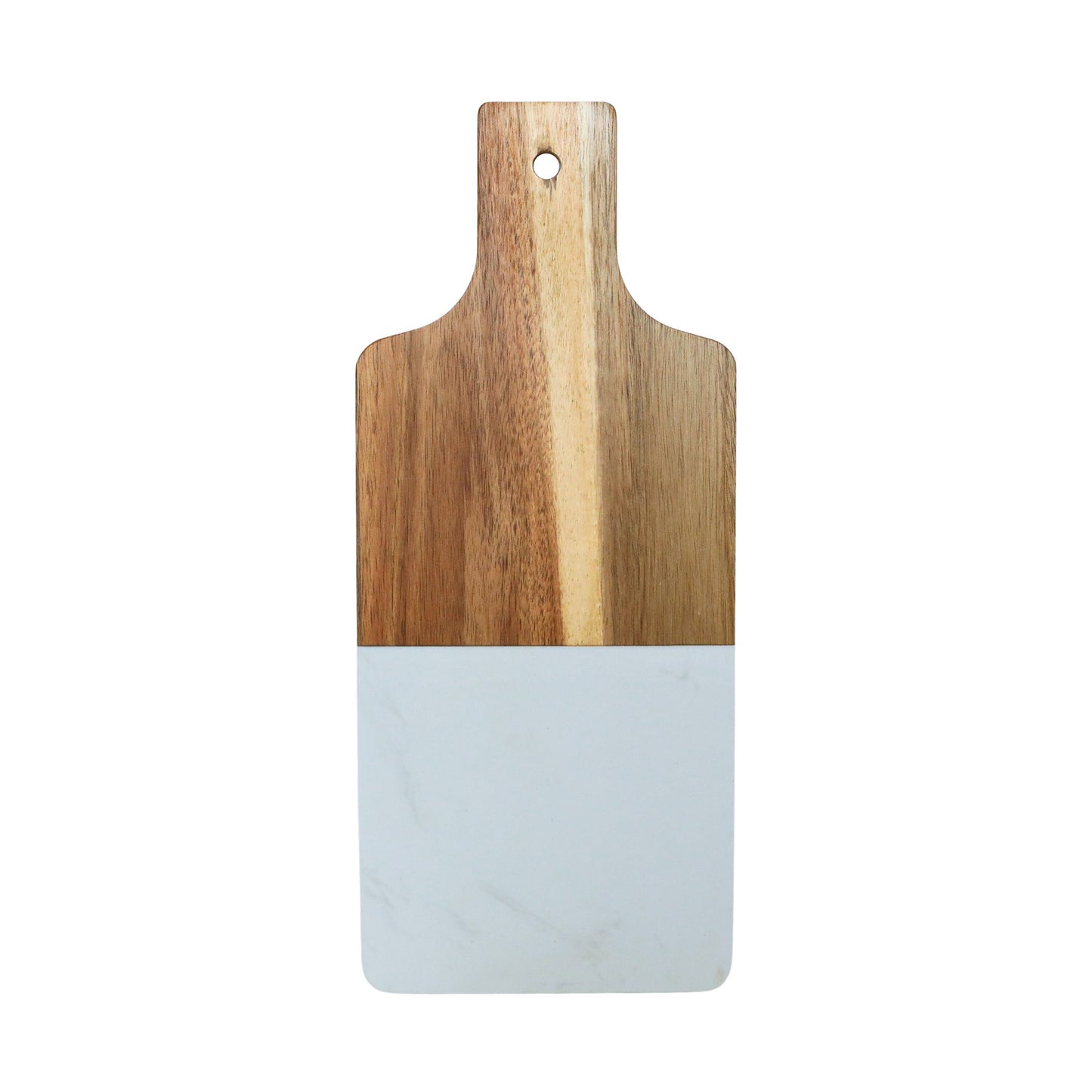 White Marble & Acacia Wood Handled Serving Board - The Gift Shop