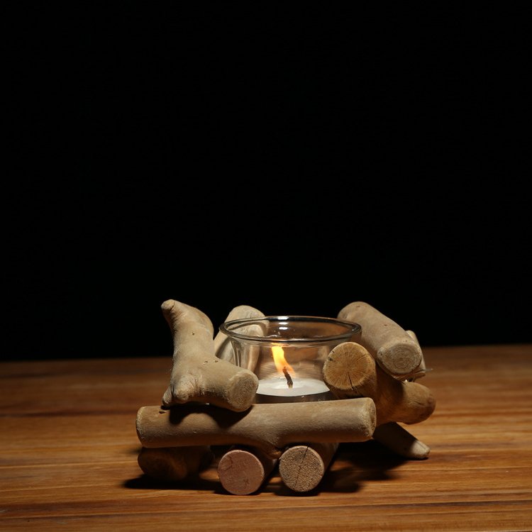 Rustic Handmade Wooden Candle Holder – A Unique Touch of Natural Elegance - The Gift Shop