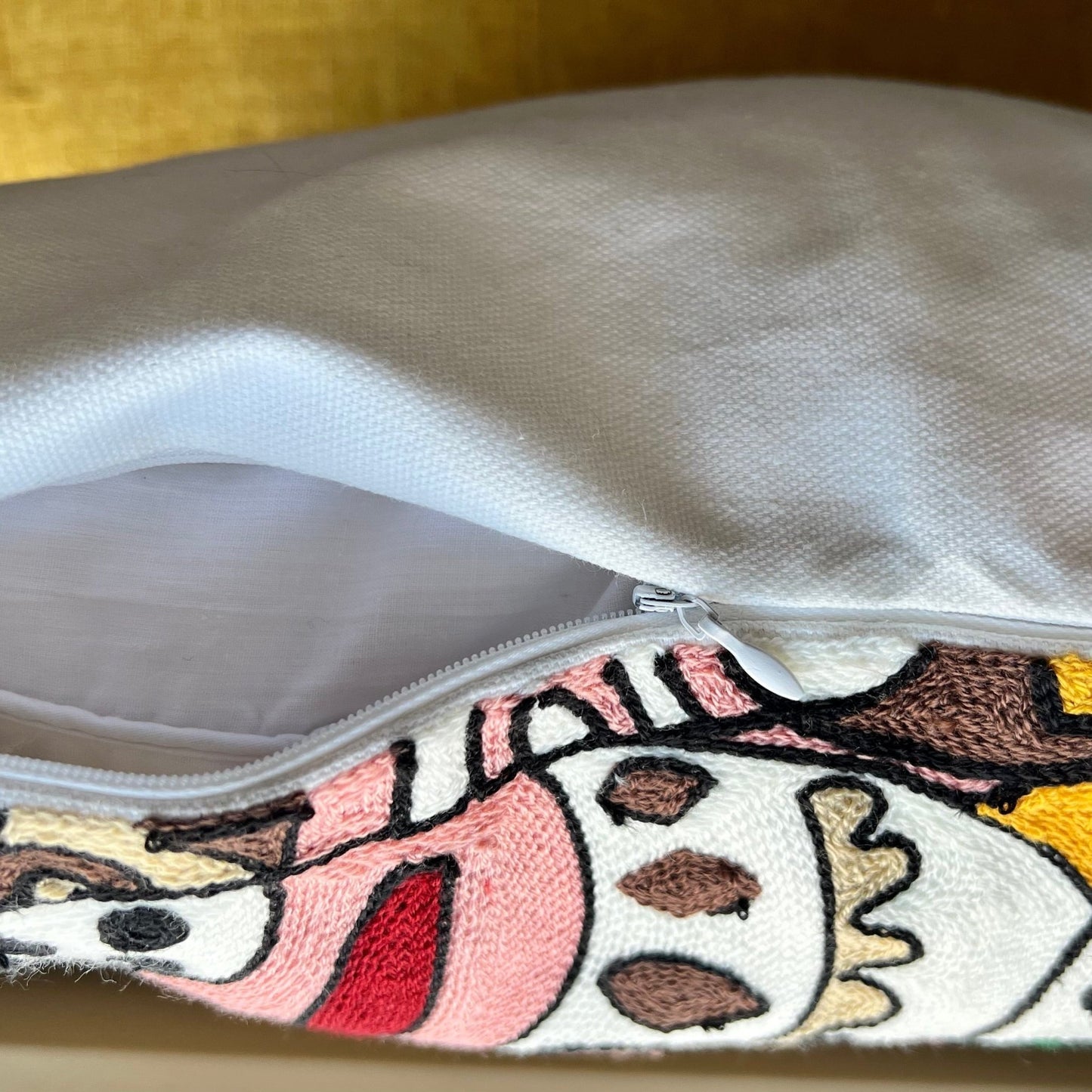Gold Abstract Cat Embroidered Pillow Cover – Thoughtful Gift from The Gift Shop UAE