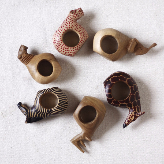 Hand-Carved Jacaranda Wood Napkin Rings – Set of 6 - The Gift Shop