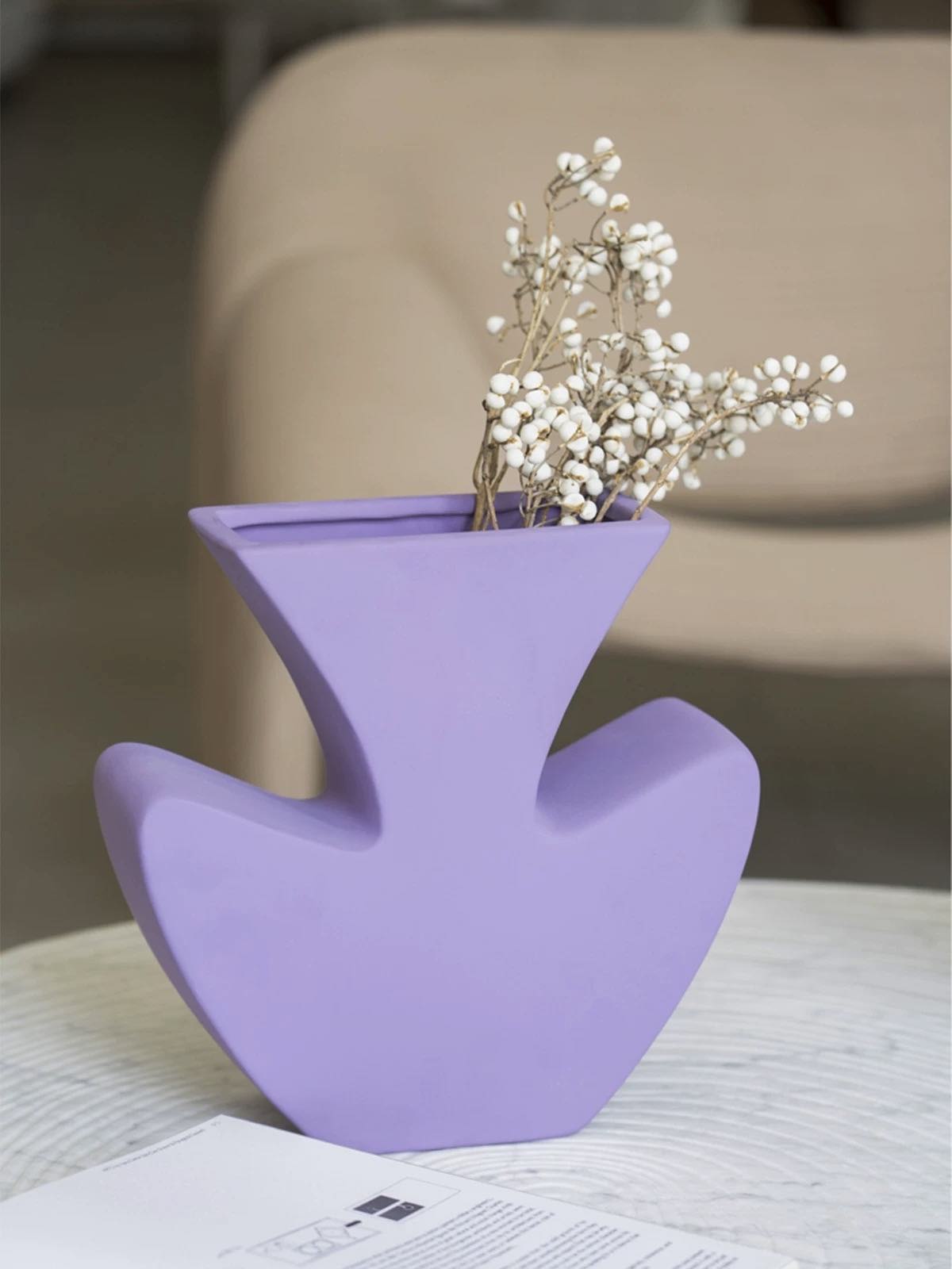 Handmade Memphis Funky Lavender Ceramic Vase - The Gift Shop