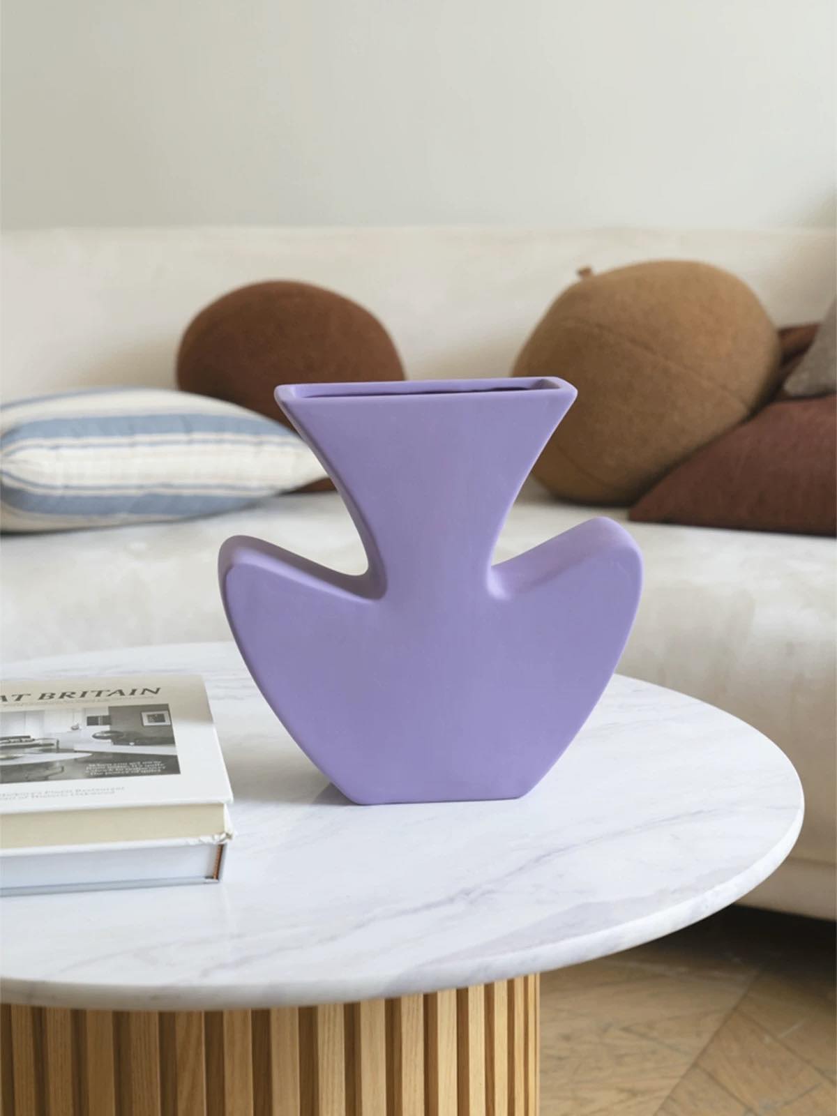 Handmade Memphis Funky Lavender Ceramic Vase - The Gift Shop