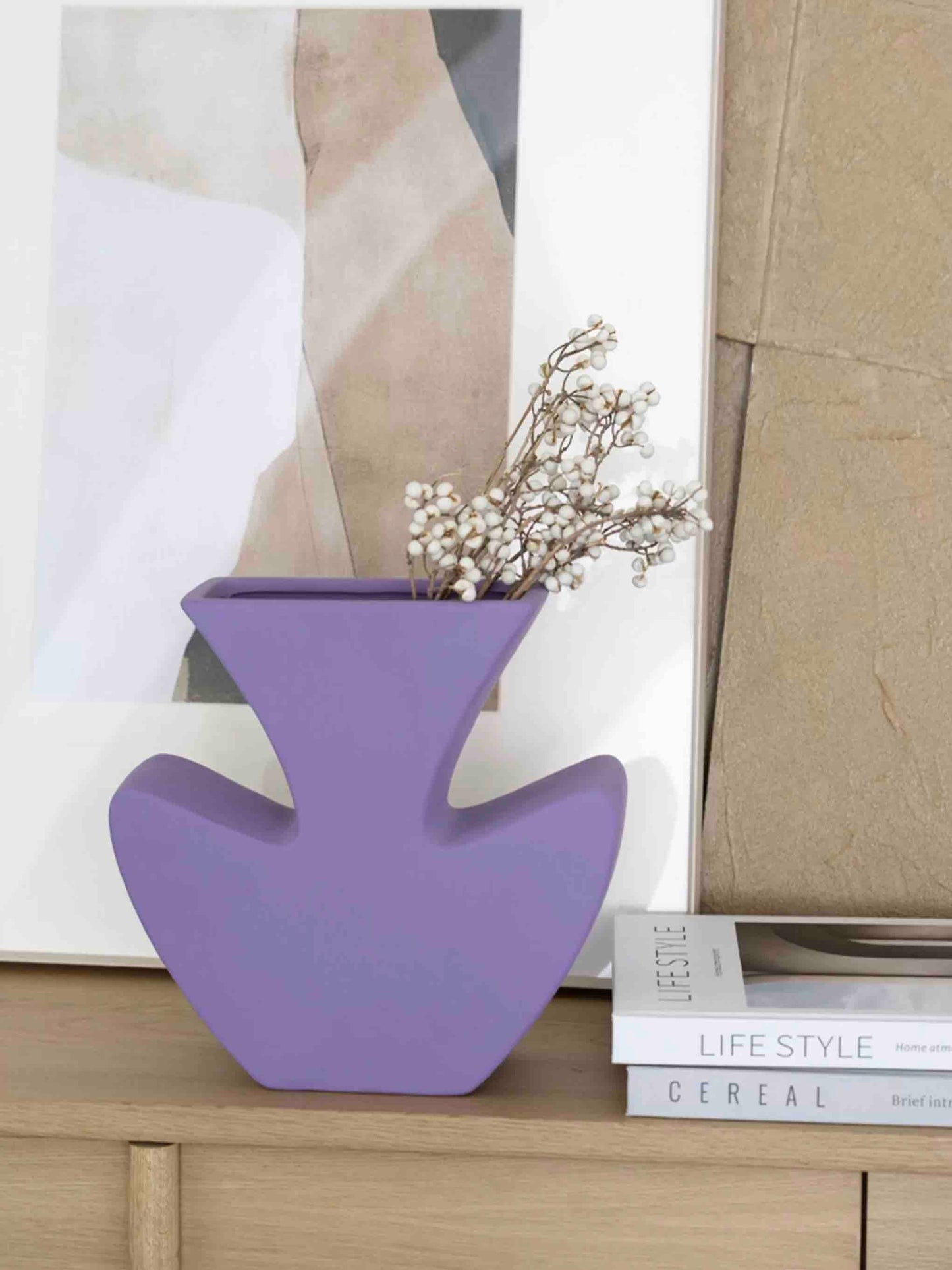 Handmade Memphis Funky Lavender Ceramic Vase - The Gift Shop