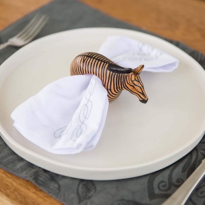 Hand-Carved Jacaranda Wood Napkin Rings – Set of 6 - The Gift Shop
