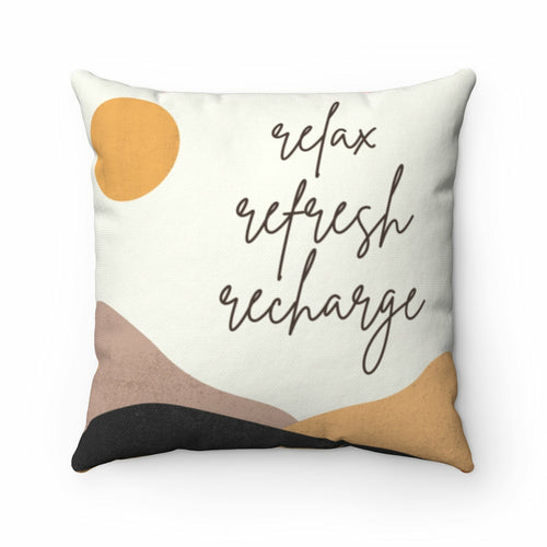 ’Relax Refresh Recharge’ Double-Sided Cushion - 14’’ × 14’’ - Home Decor