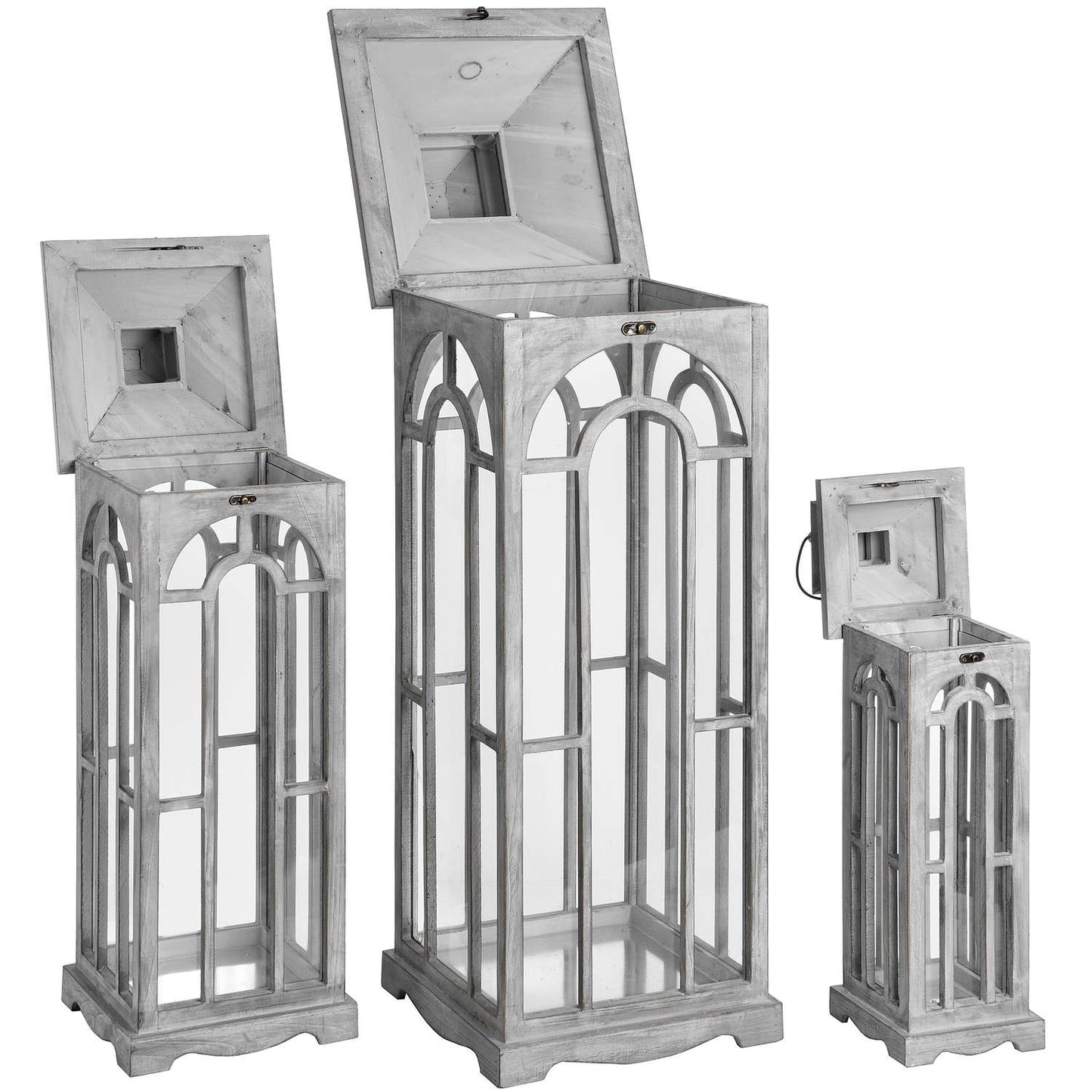 Set of Three Handmade Wooden Lanterns - The Gift Shop