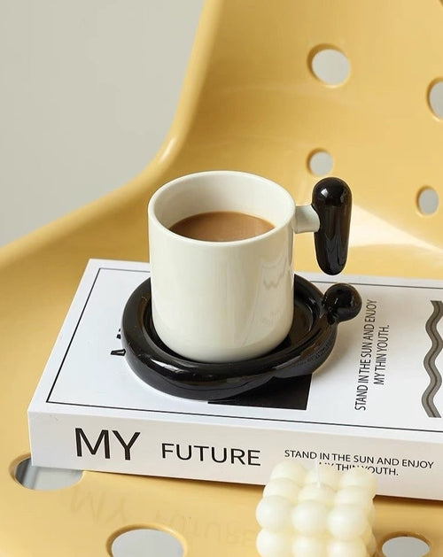 Handmade Ceramic Coffee Mug with Saucer - The Gift Shop