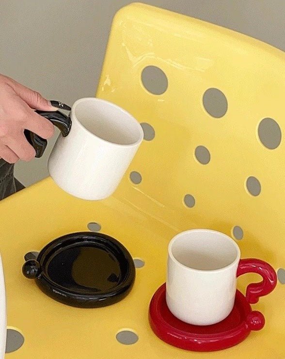 Handmade Ceramic Coffee Mug with Saucer - The Gift Shop