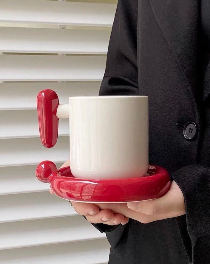 Handmade Ceramic Coffee Mug with Saucer - The Gift Shop