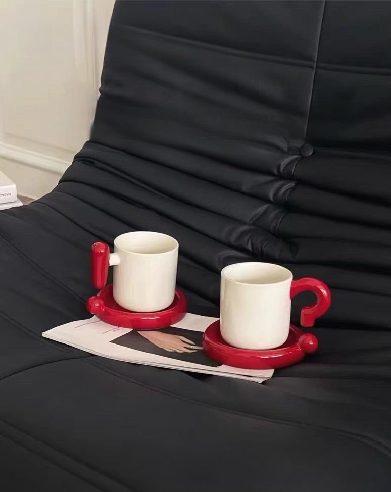 Handmade Ceramic Coffee Mug with Saucer - The Gift Shop