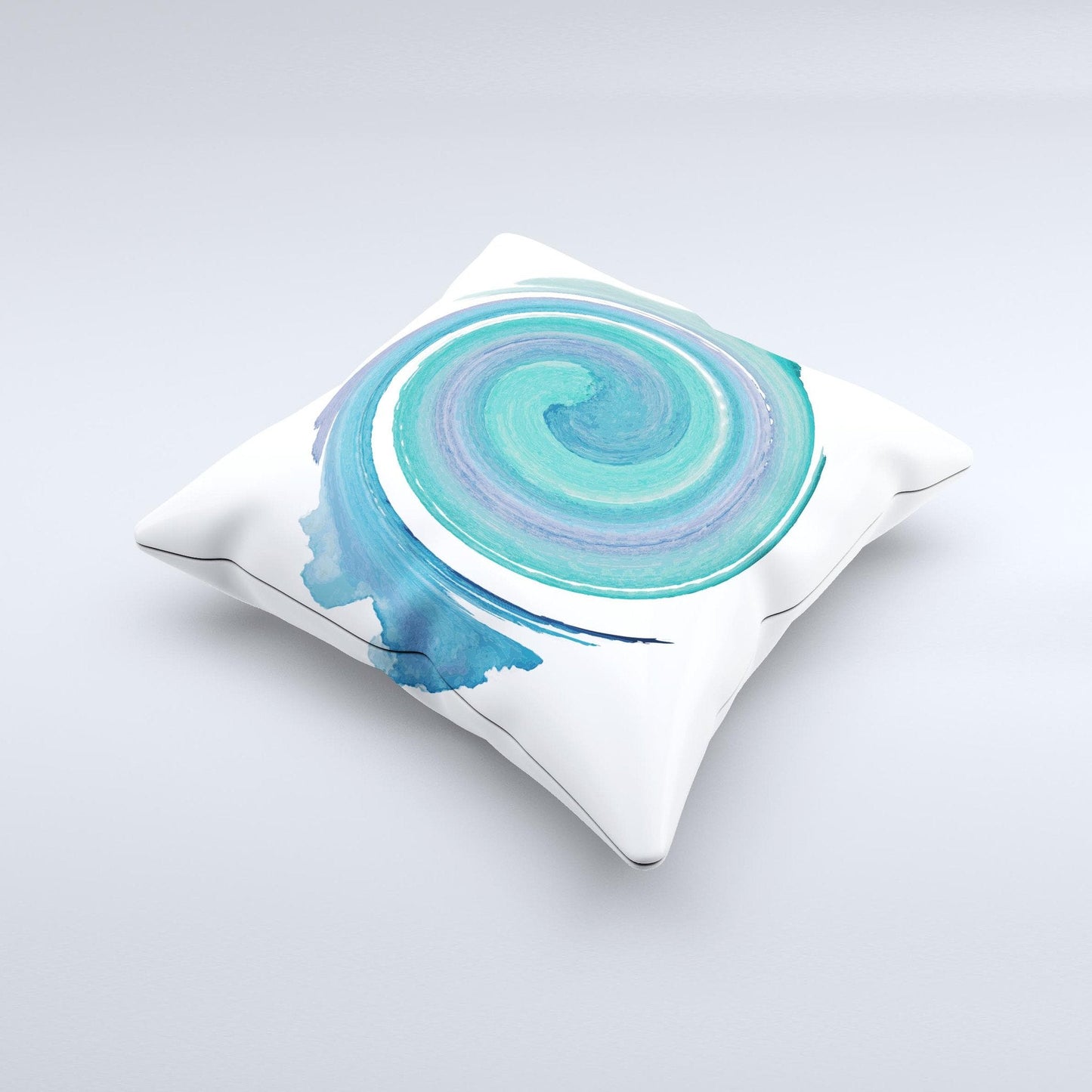 The Blue & Green Watercolor Swirl ink-Fuzed Decorative Throw Pillow - The Gift Shop