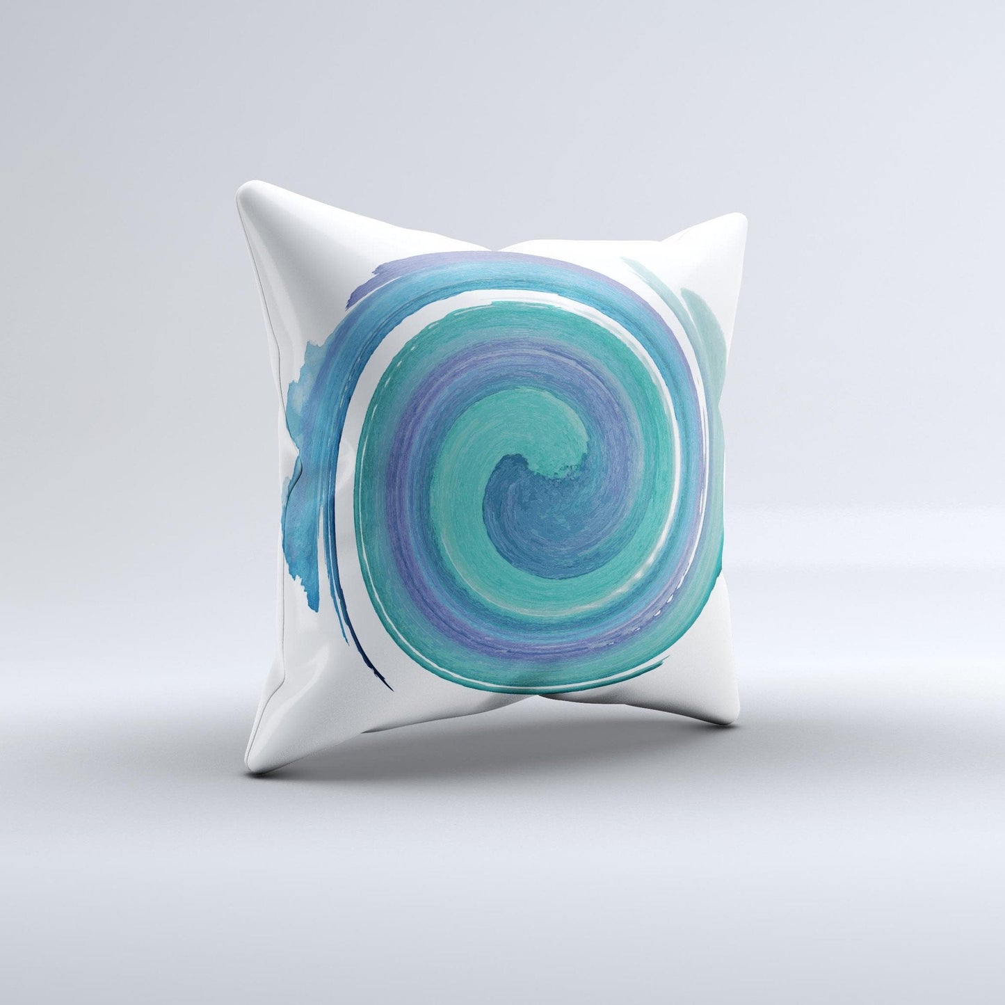 The Blue & Green Watercolor Swirl ink-Fuzed Decorative Throw Pillow - The Gift Shop
