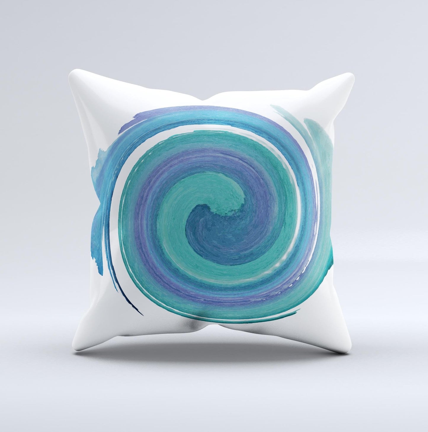 The Blue & Green Watercolor Swirl ink-Fuzed Decorative Throw Pillow - The Gift Shop
