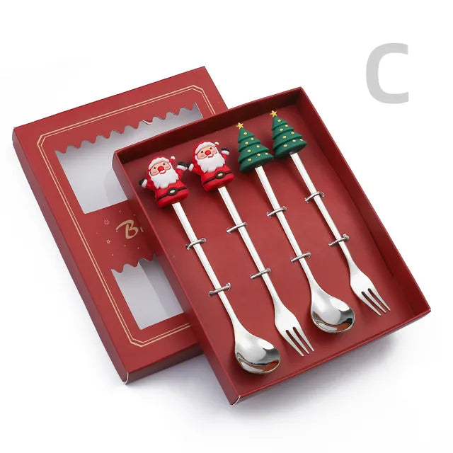 Christmas Cutlery Set: Festive Spoon and Fork - The Gift Shop