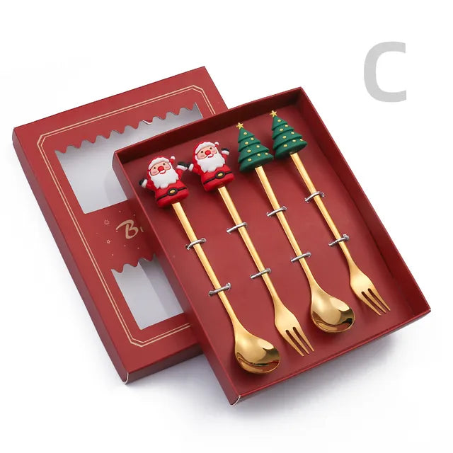 Christmas Cutlery Set: Festive Spoon and Fork - The Gift Shop