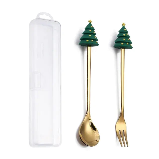 Christmas Cutlery Set: Festive Spoon and Fork - The Gift Shop